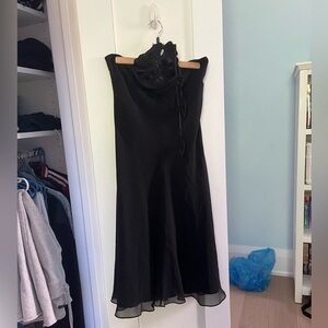 Black strapless neck tie dress